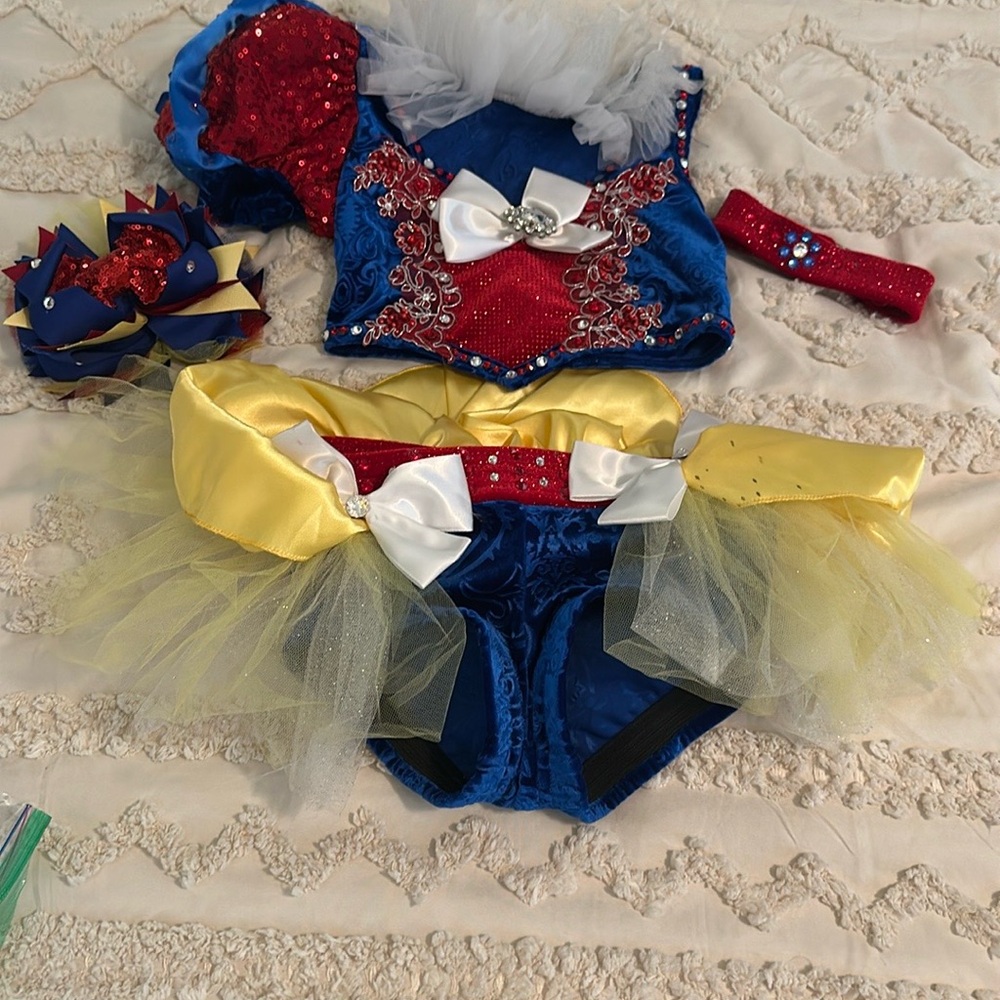 Kids Snow White Inspired Costume with Blue and Yellow mini tutu - 2 piece